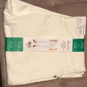 White high rise slim straight ankle jeans